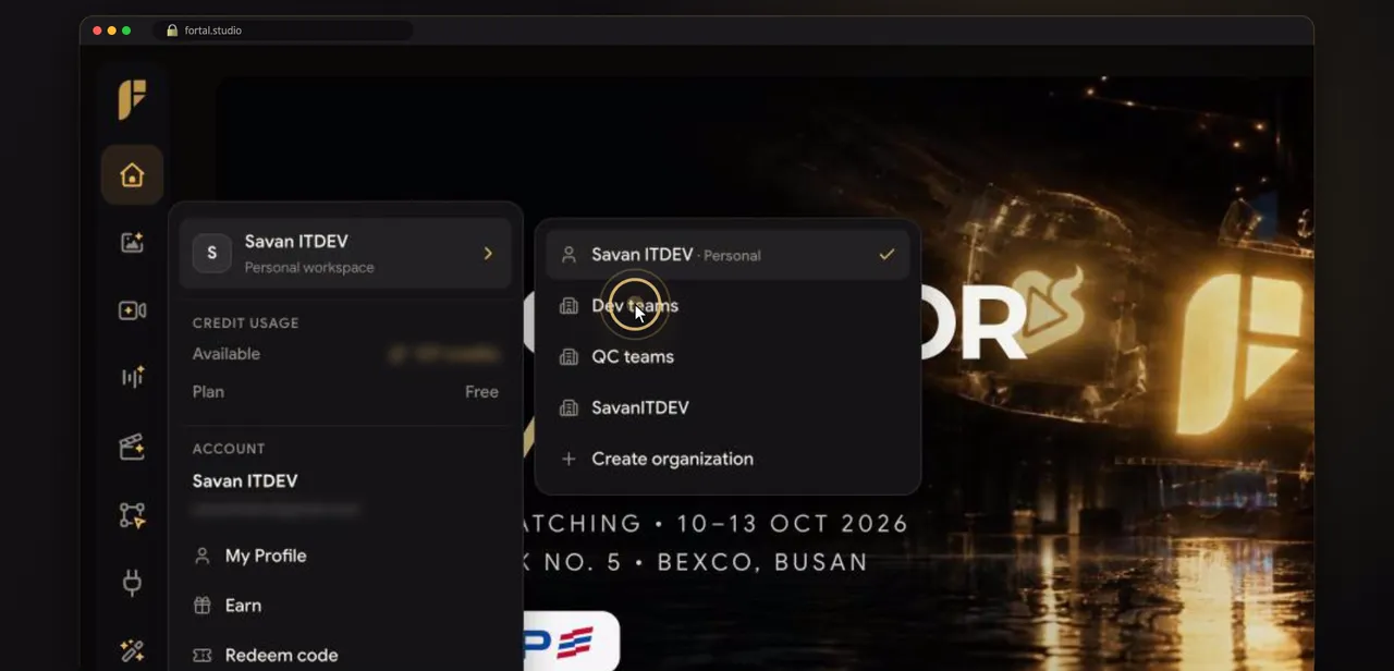 Screenshot of step 1: สลับไปที่ org